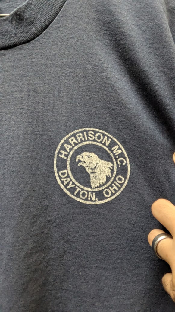 Vintage 1980s Harrison Motor Cycle Club T-Shirt Men’s XL Dayton Ohio Eagle USA