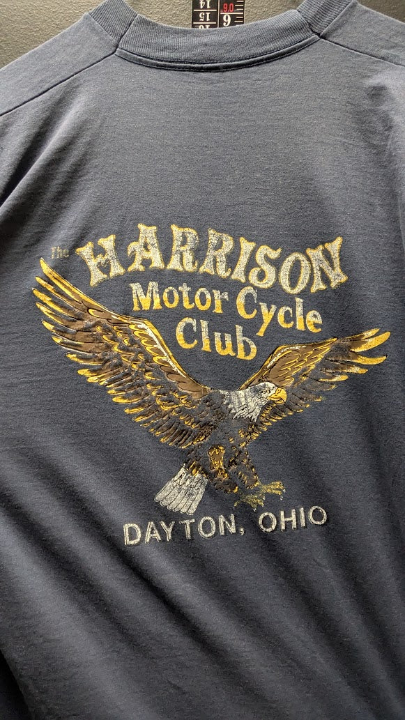 Vintage 1980s Harrison Motor Cycle Club T-Shirt Men’s XL Dayton Ohio Eagle USA