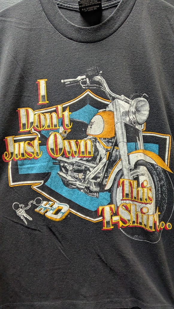 Vintage 1990 Harley-Davidson T-Shirt Men’s Medium Cutoff R.K. Stratman Collier NC
