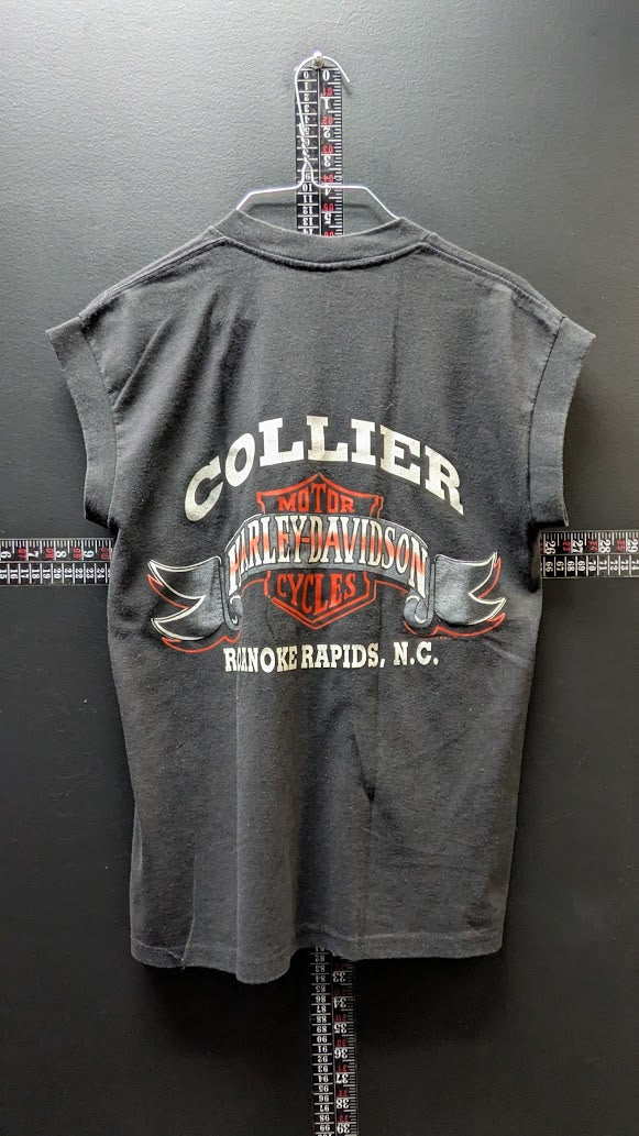 Vintage 1990 Harley-Davidson T-Shirt Men’s Medium Cutoff R.K. Stratman Collier NC