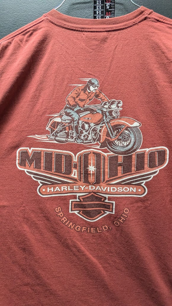 2008 Harley-Davidson T-Shirt Men’s XL Springfield Ohio Motorcycle Red Double Sided
