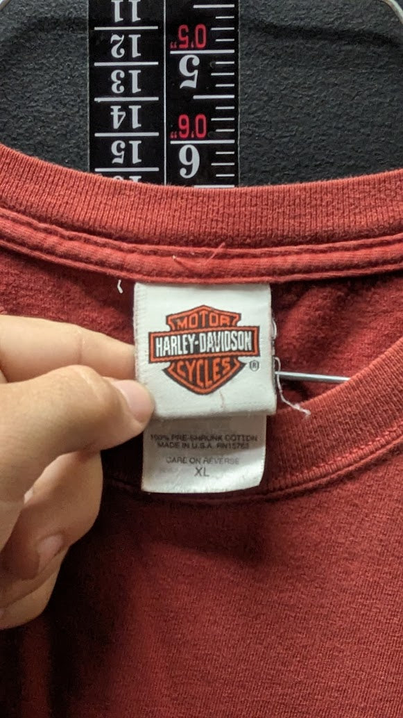 2008 Harley-Davidson T-Shirt Men’s XL Springfield Ohio Motorcycle Red Double Sided