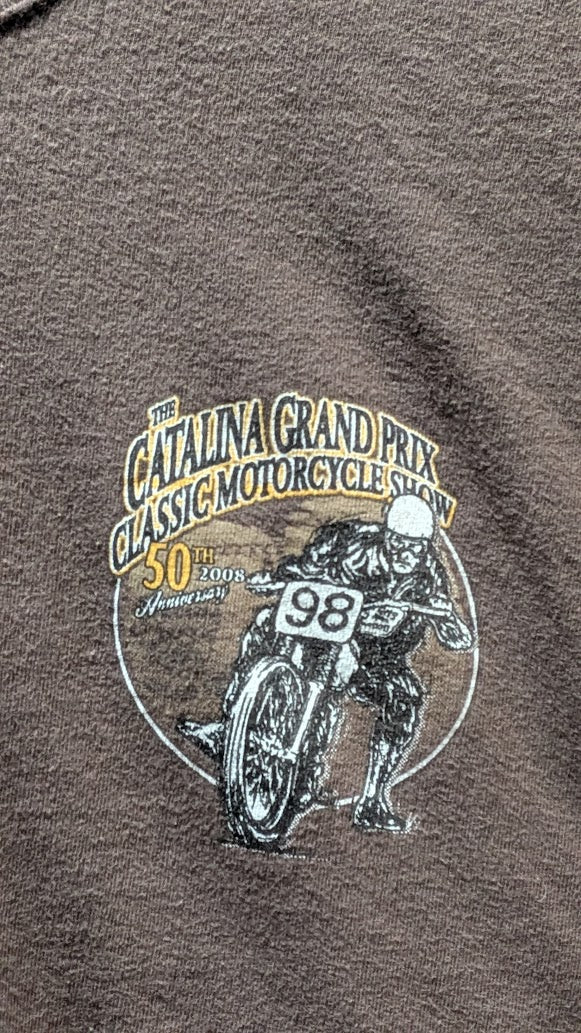 2008 Catalina Grand Prix 50th Anniversary Classic Motorcycle Show T-Shirt XL Brown