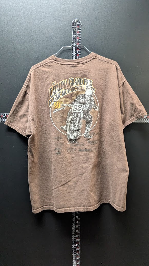 2008 Catalina Grand Prix 50th Anniversary Classic Motorcycle Show T-Shirt XL Brown