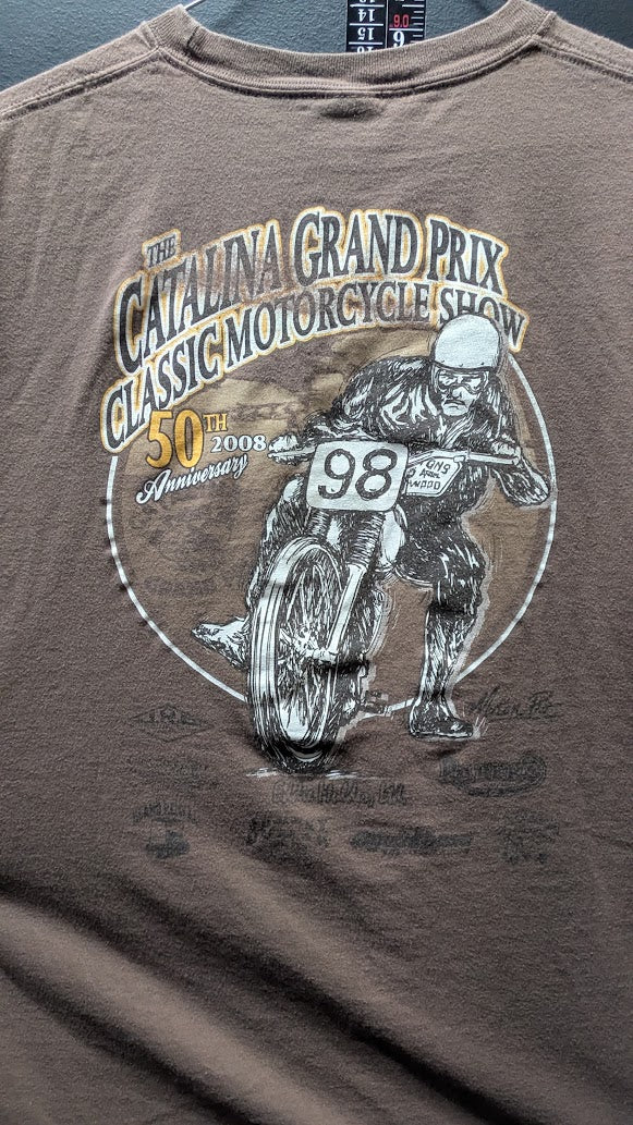 2008 Catalina Grand Prix 50th Anniversary Classic Motorcycle Show T-Shirt XL Brown