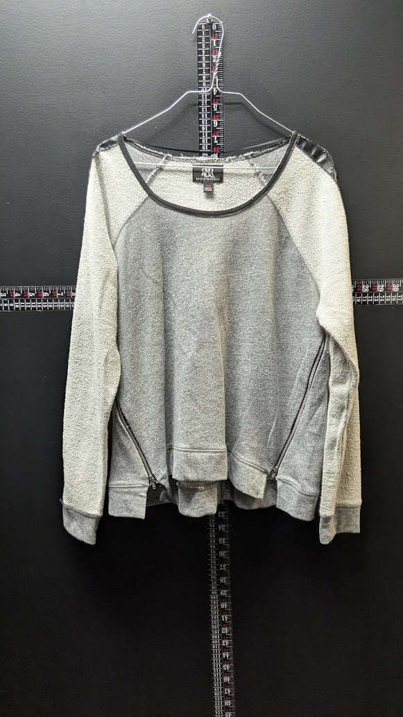 Rock & Republic Women’s XL Gray & Black Zip-Detail Pullover