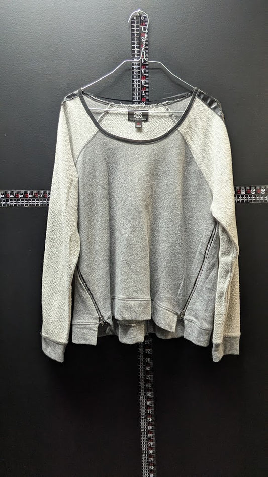 Rock & Republic Women’s XL Gray & Black Zip-Detail Pullover