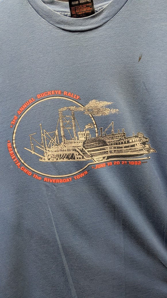 Vintage 1992 Harley-Davidson Buckeye Rally T-Shirt XXL – Marietta, Ohio Riverboat Town