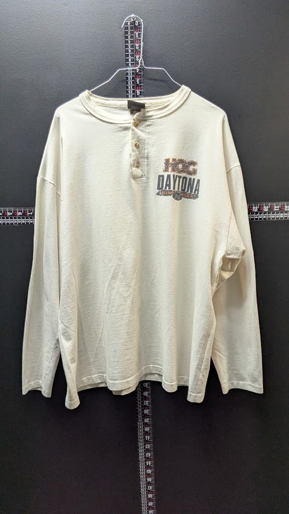 Vintage Harley-Davidson HOG Daytona Bike Week Henley Shirt Men’s XL USA Long Sleeve