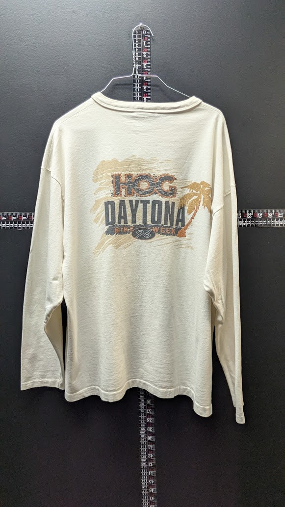 Vintage Harley-Davidson HOG Daytona Bike Week Henley Shirt Men’s XL USA Long Sleeve
