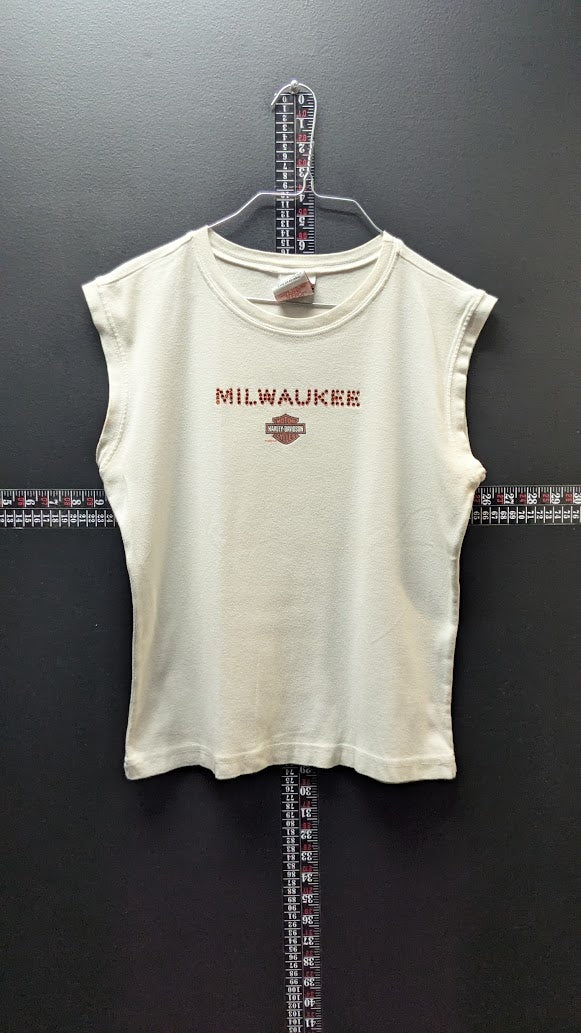 Harley-Davidson Milwaukee Women’s XL Rhinestone Sleeveless Shirt House of Harley