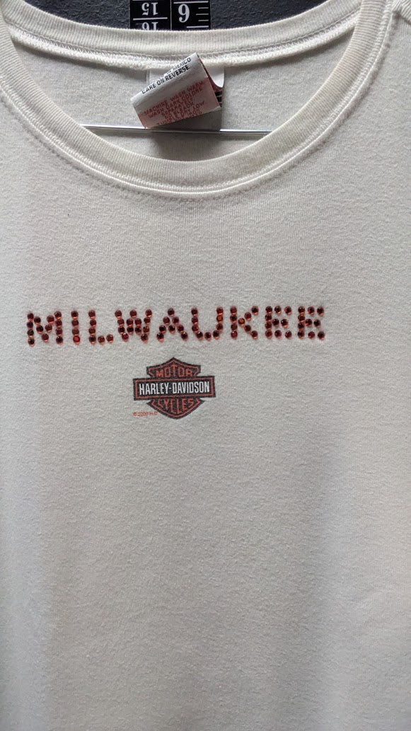 Harley-Davidson Milwaukee Women’s XL Rhinestone Sleeveless Shirt House of Harley