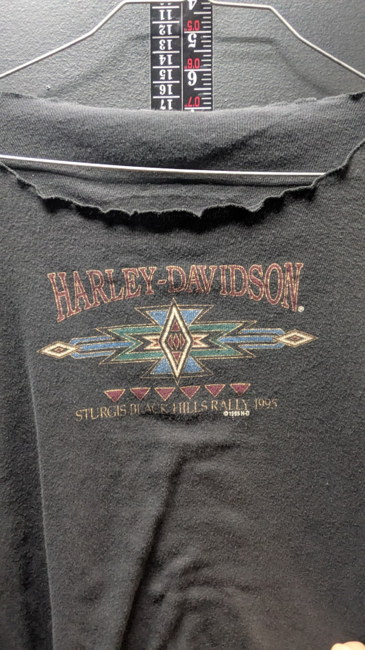 Vintage 1995 Harley-Davidson Sturgis Black Hills Rally Shirt XL Cropped