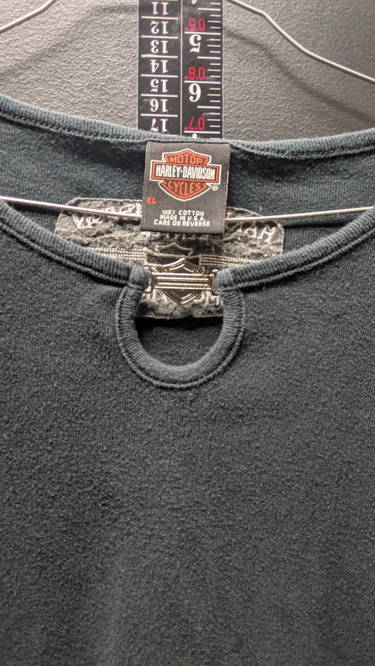 Harley-Davidson Women’s XL Black Long Sleeve Keyhole Shirt Richmond Indiana USA