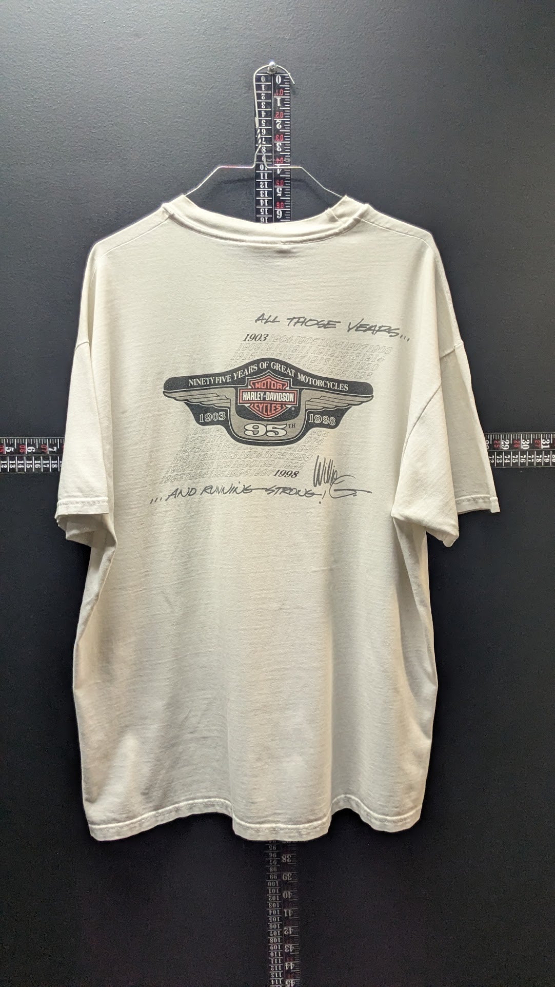 Vintage 1998 Harley Davidson 95th Anniversary T Shirt XL Pocket Tee 1903-1998