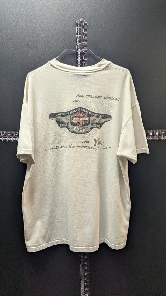 Vintage 1998 Harley Davidson 95th Anniversary T Shirt XL Pocket Tee 1903-1998