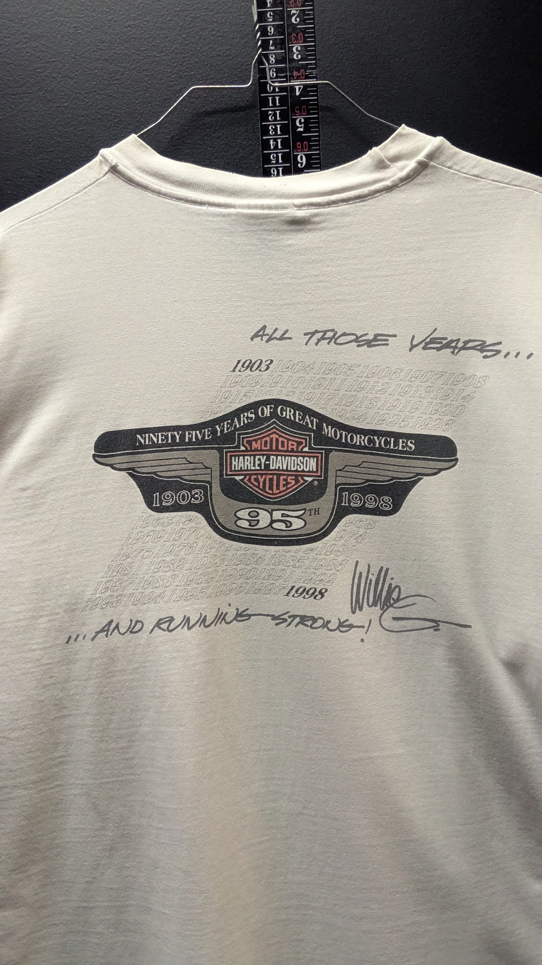 Vintage 1998 Harley Davidson 95th Anniversary T Shirt XL Pocket Tee 1903-1998