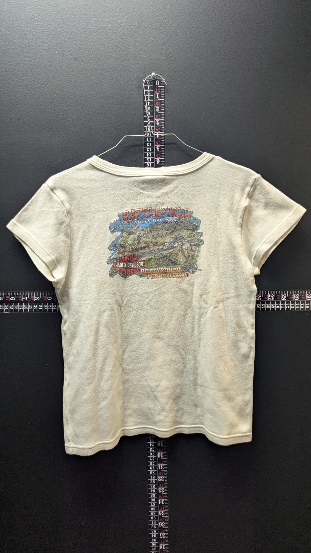 2005 Harley-Davidson Battlefield Gettysburg Women’s XL T-Shirt Cream Double Sided