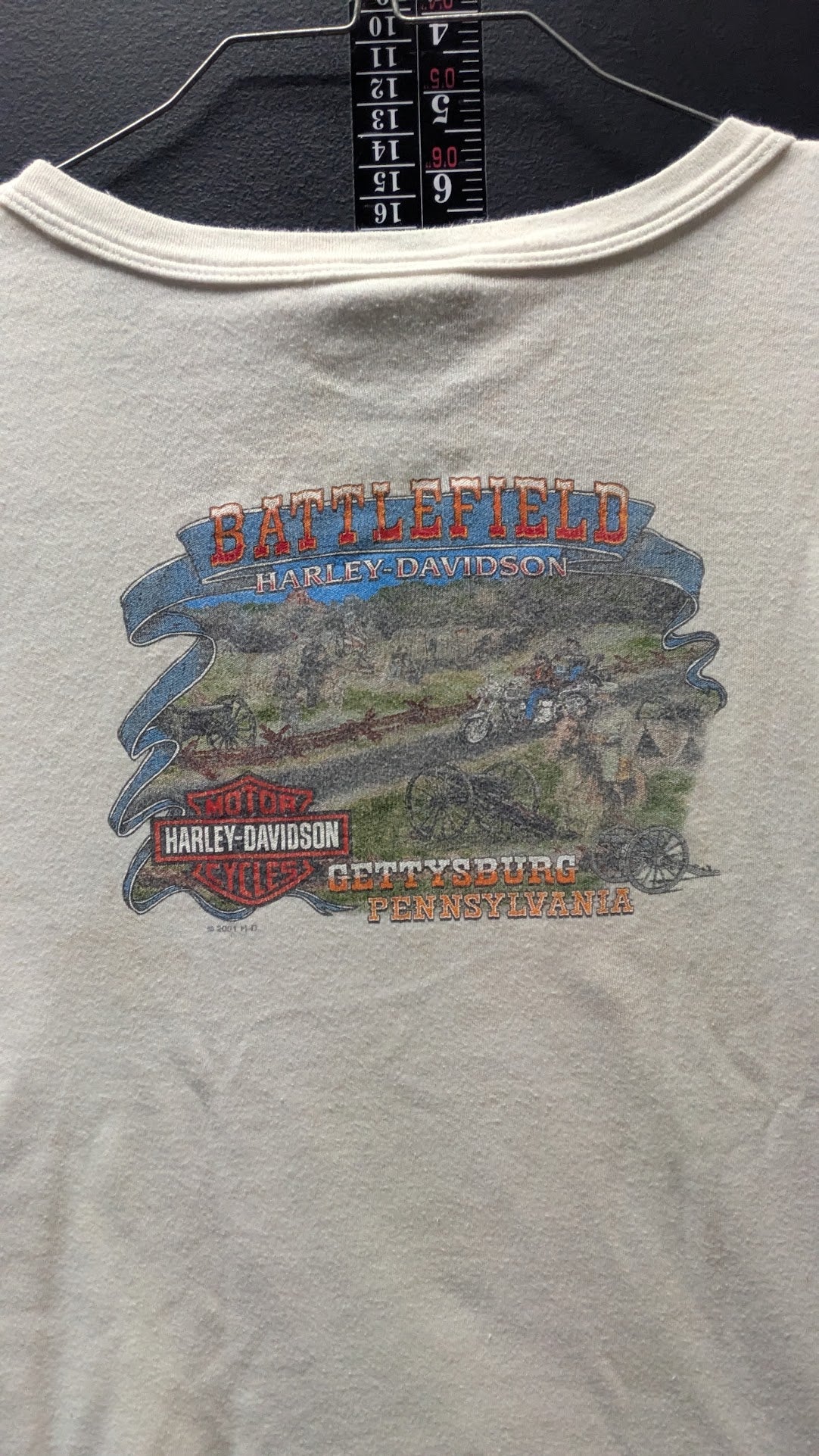2005 Harley-Davidson Battlefield Gettysburg Women’s XL T-Shirt Cream Double Sided