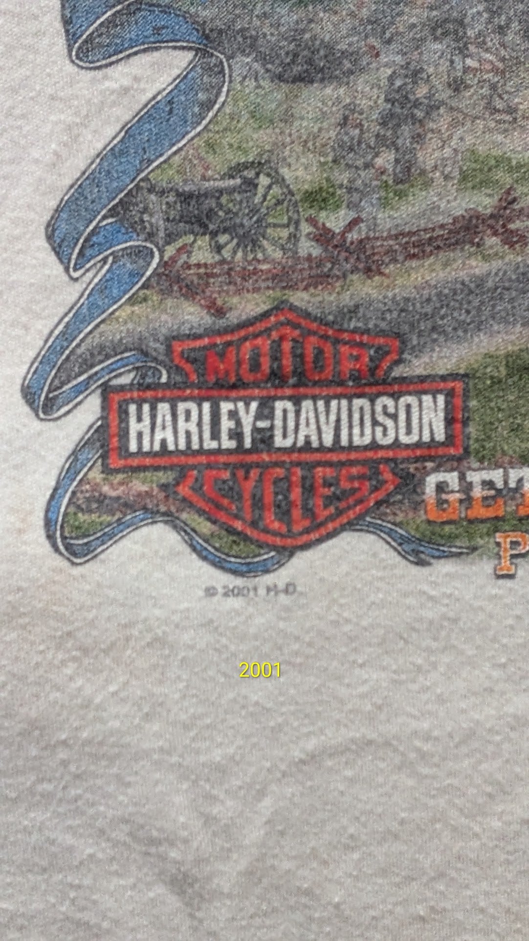 2005 Harley-Davidson Battlefield Gettysburg Women’s XL T-Shirt Cream Double Sided