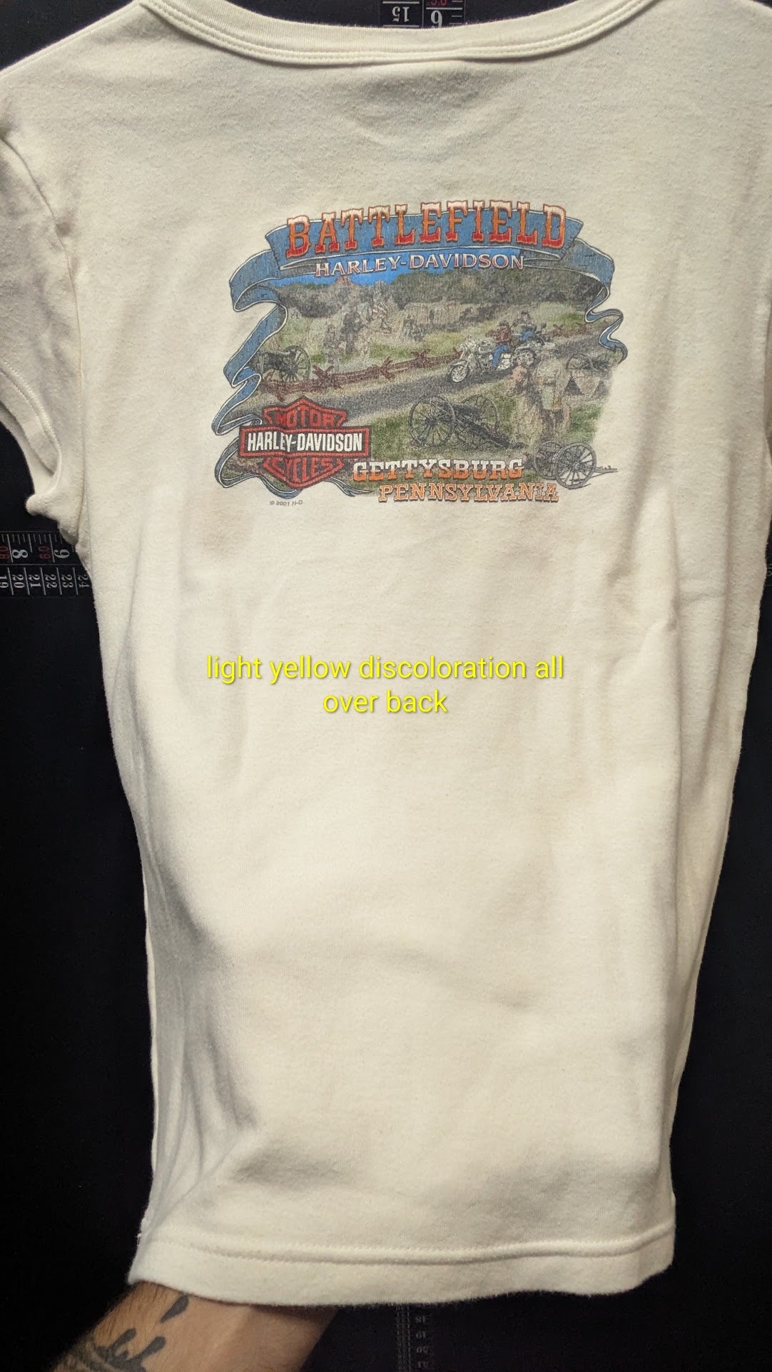 2005 Harley-Davidson Battlefield Gettysburg Women’s XL T-Shirt Cream Double Sided