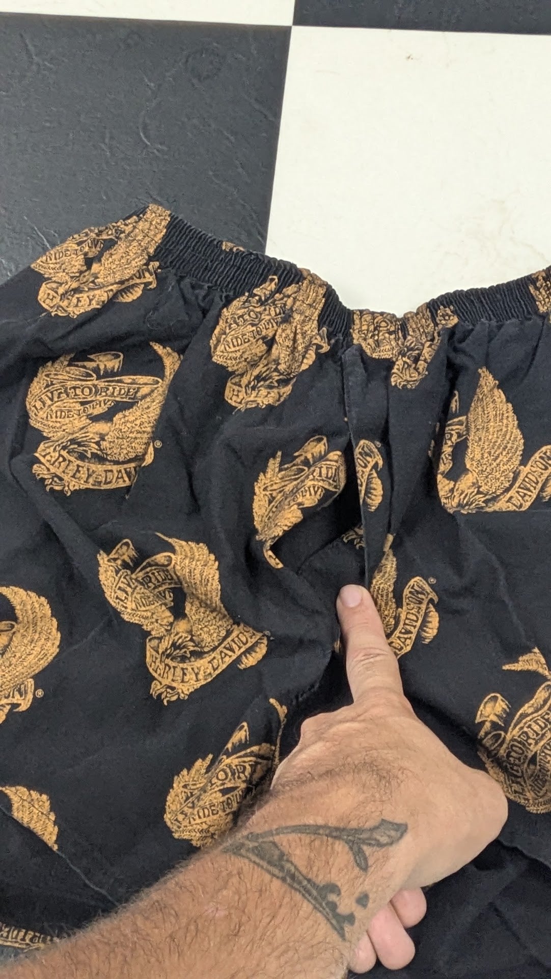 Vintage Harley-Davidson All-Over Eagle Print Lounge Shorts Men's M Made in USA