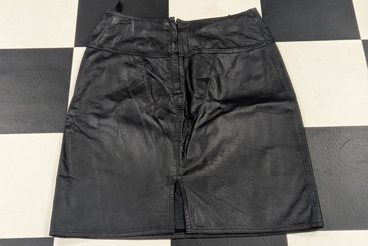 Vintage Corina Ltd. Black Genuine Leather Skirt – Size 13