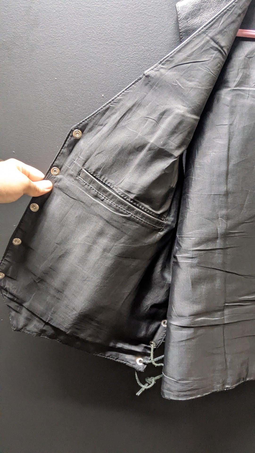 Vintage Interstate Classic Leather Motorcycle Vest XL Black Lace-Up Sides Biker