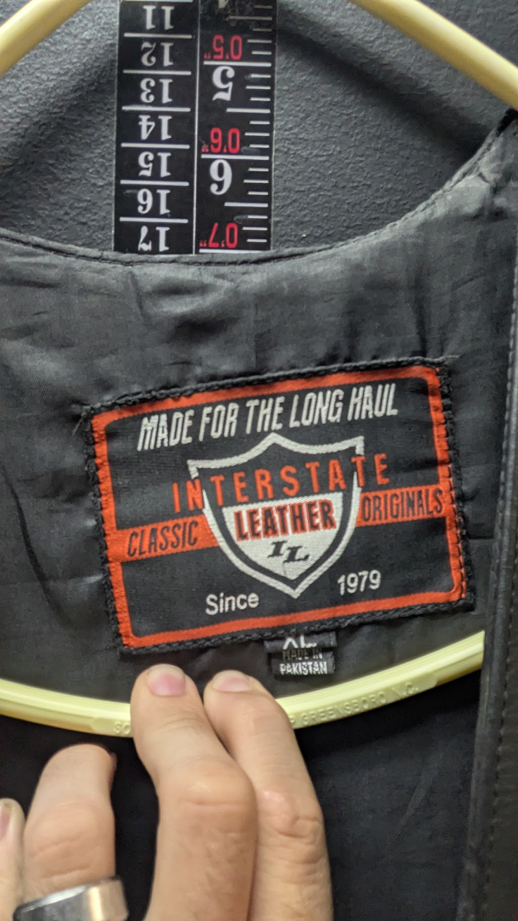 Vintage Interstate Leather Originals Black Leather Fringe Biker Vest XL