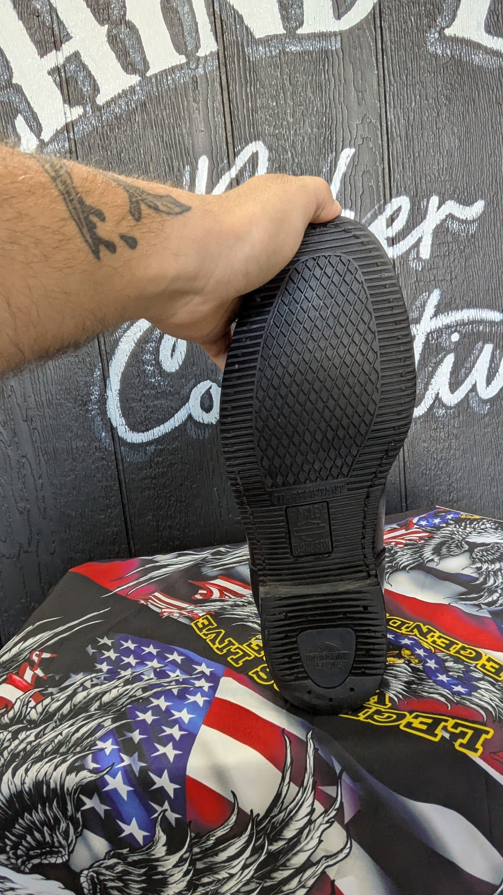 Vintage Harley-Davidson Black Leather Lace-Up Side-Zip Motorcycle Boots — Men's 9