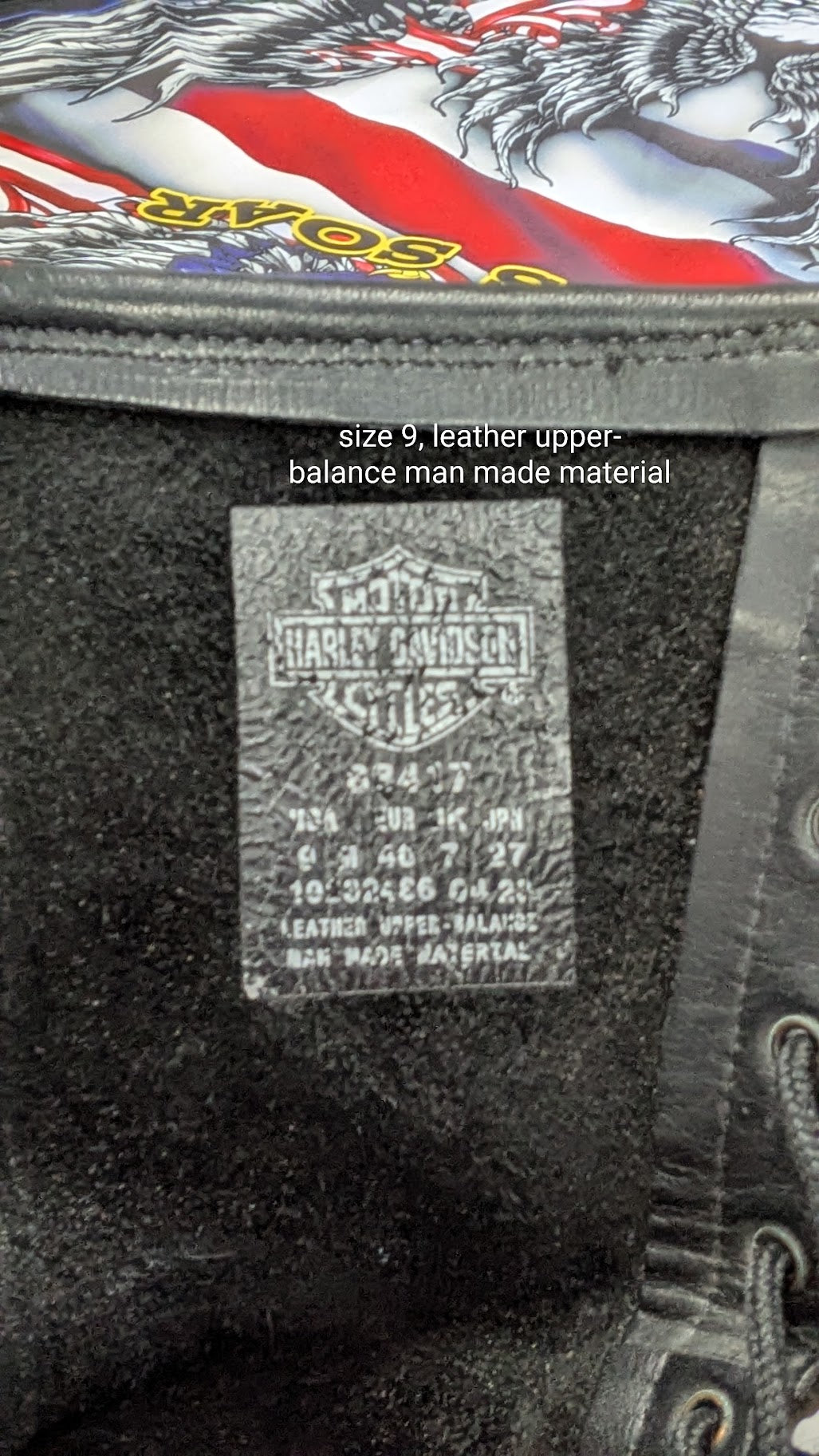 Vintage Harley-Davidson Black Leather Lace-Up Side-Zip Motorcycle Boots — Men's 9
