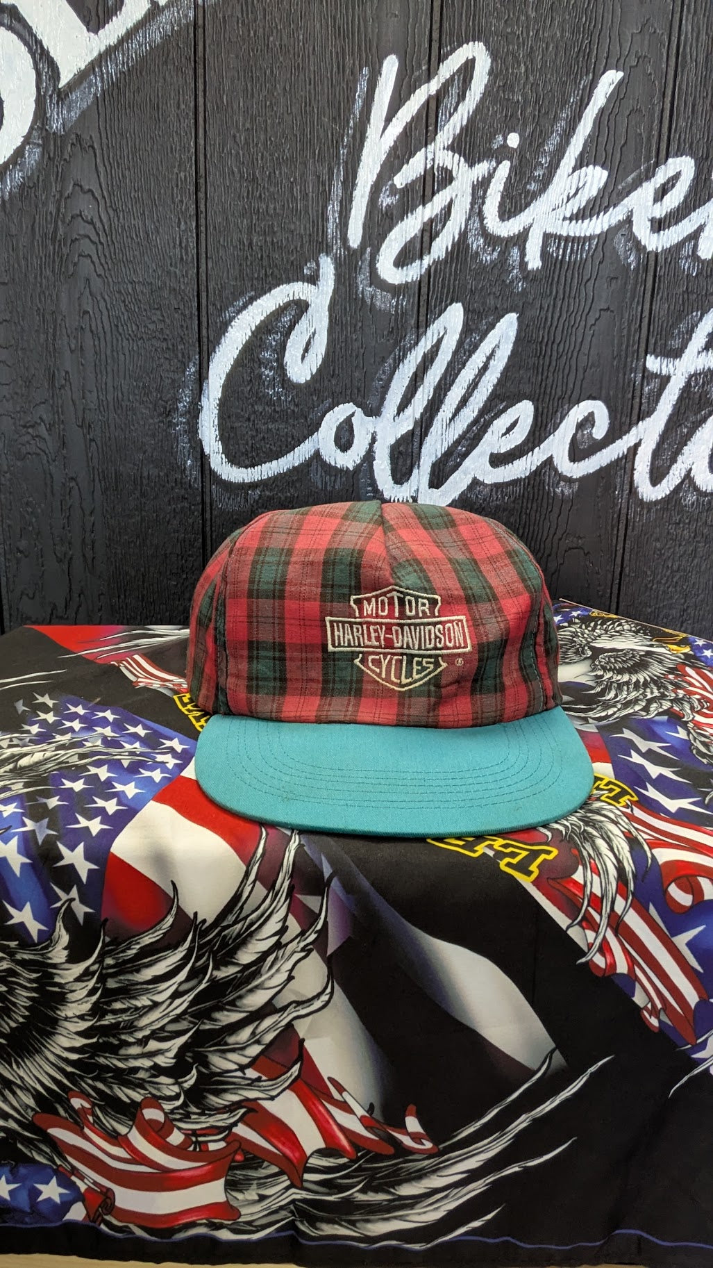 Vintage Harley-Davidson Red & Green Plaid Trucker/Flat Bill Cap – Adult