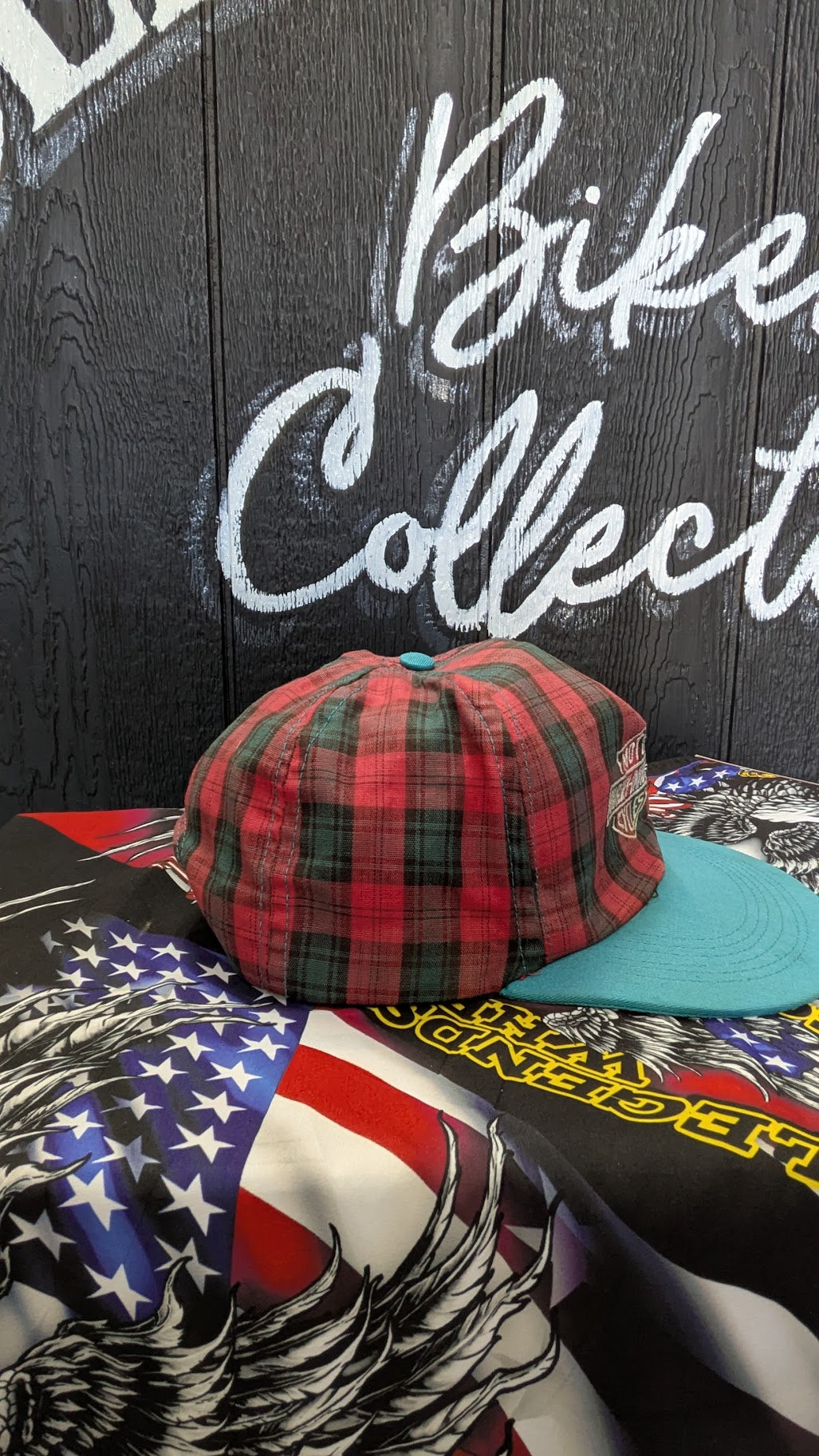 Vintage Harley-Davidson Red & Green Plaid Trucker/Flat Bill Cap – Adult