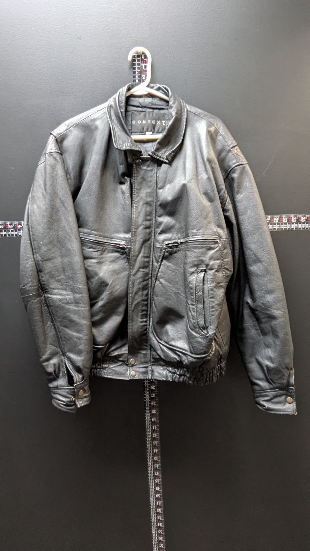 Vintage CONTEXT Black Genuine Leather Bomber Jacket – Men’s LT