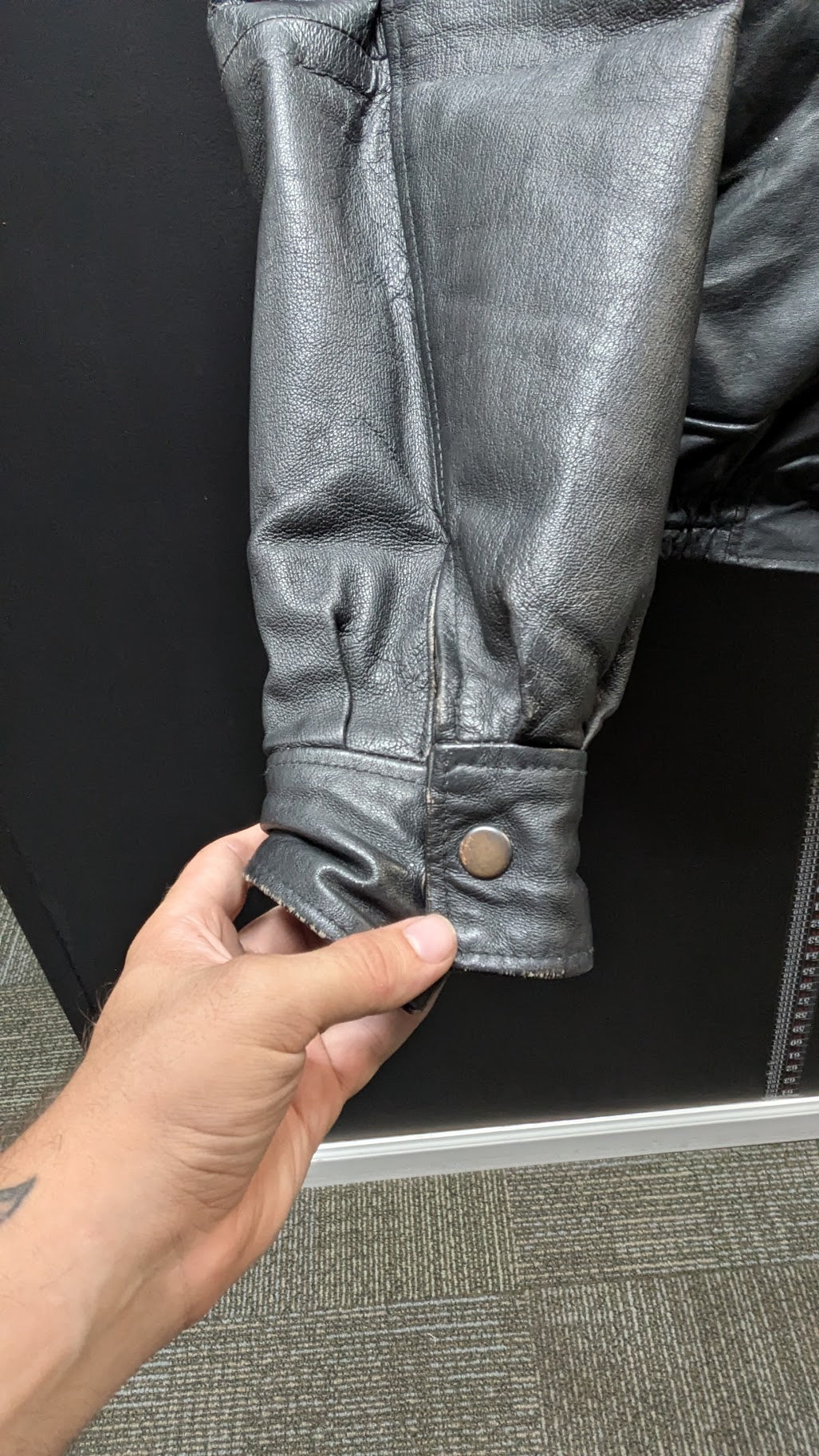Vintage CONTEXT Black Genuine Leather Bomber Jacket – Men’s LT