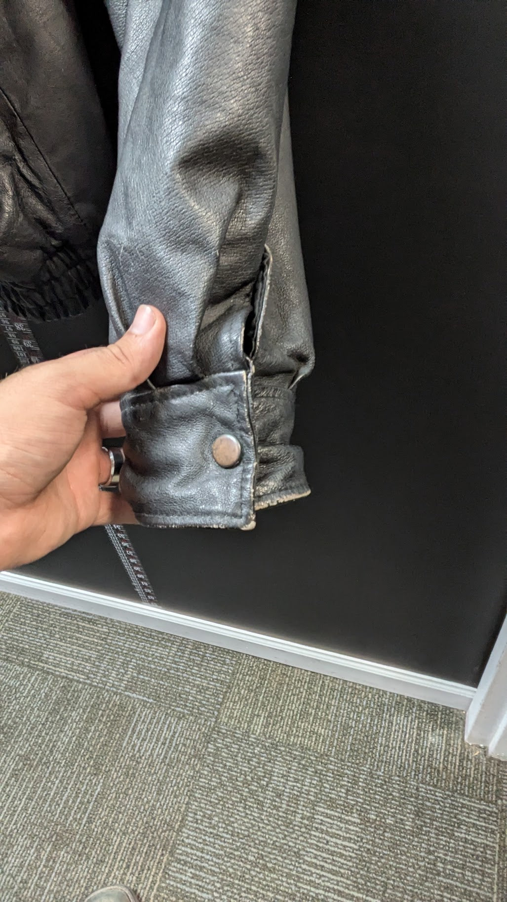 Vintage CONTEXT Black Genuine Leather Bomber Jacket – Men’s LT