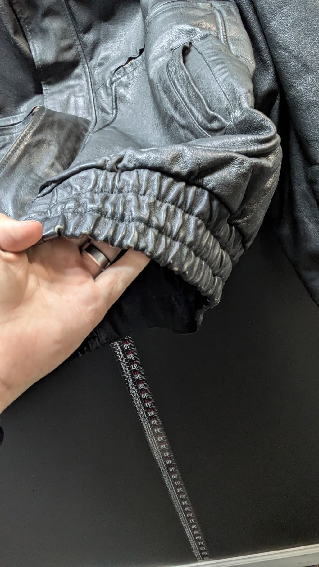 Vintage CONTEXT Black Genuine Leather Bomber Jacket – Men’s LT