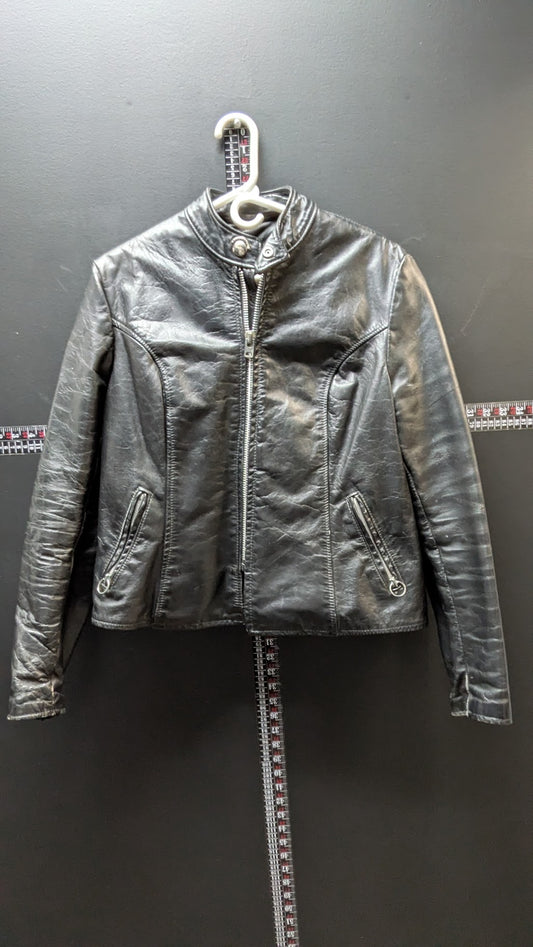 Vintage Women’s Brooks Leather Motorcycle Jacket USA Made Black Size 38 Moto