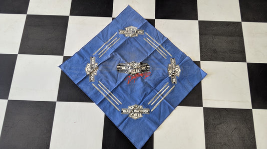 Vintage 1992 Harley Davidson Dayton Ohio Bandana Blue Motorcycle Rally Scarf