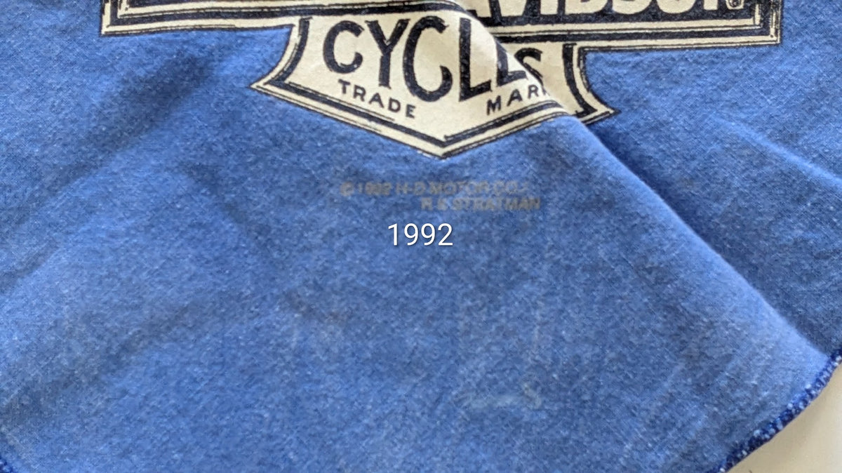 Vintage 1992 Harley Davidson Dayton Ohio Bandana Blue Motorcycle Rally Scarf