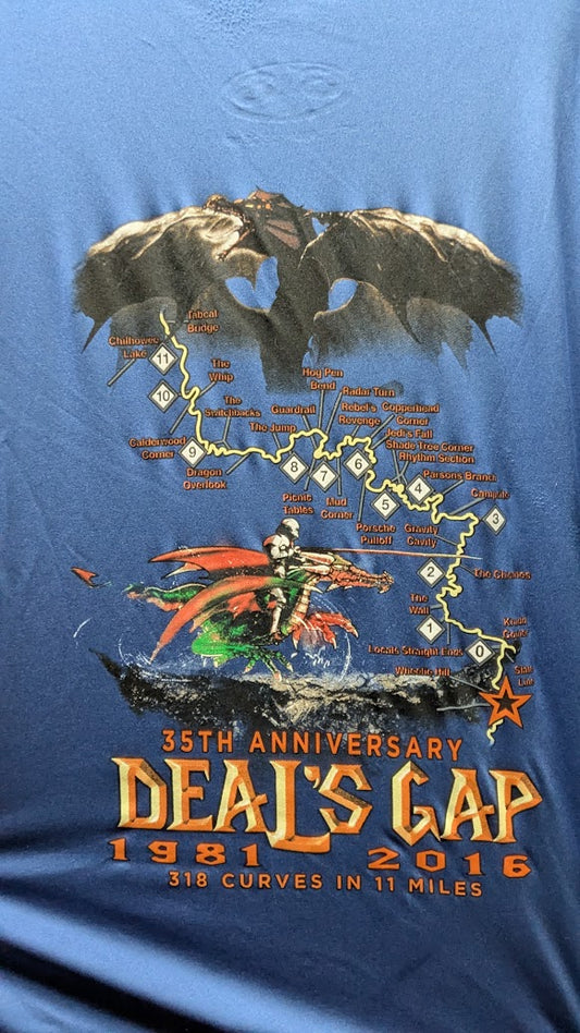 2016 Deal’s Gap 35th Anniversary Tail of the Dragon Women’s Large Motorcycle Shirt