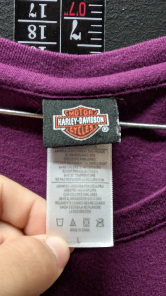 Harley-Davidson Women’s Large Purple Distressed Appliqué T-Shirt Ben Breece