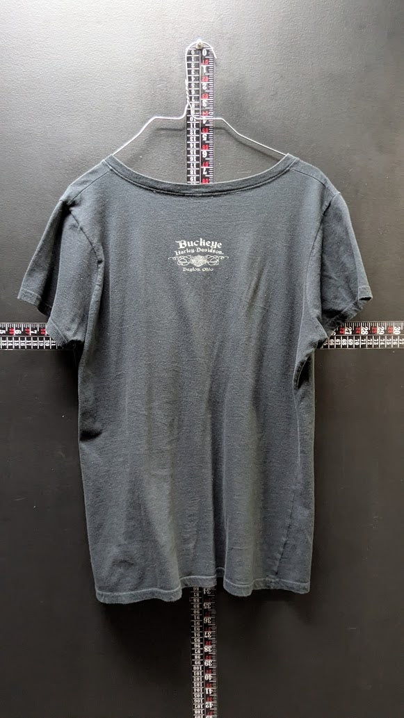Harley-Davidson Women’s Black V-Neck T-Shirt Buckeye Harley-Davidson Dayton Ohio