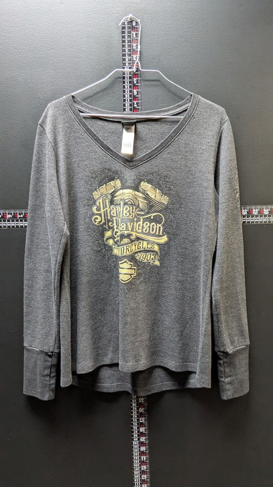 Vintage Harley Davidson Buckeye Dayton Ohio Long Sleeve Shirt L 1903 Thumb Hole
