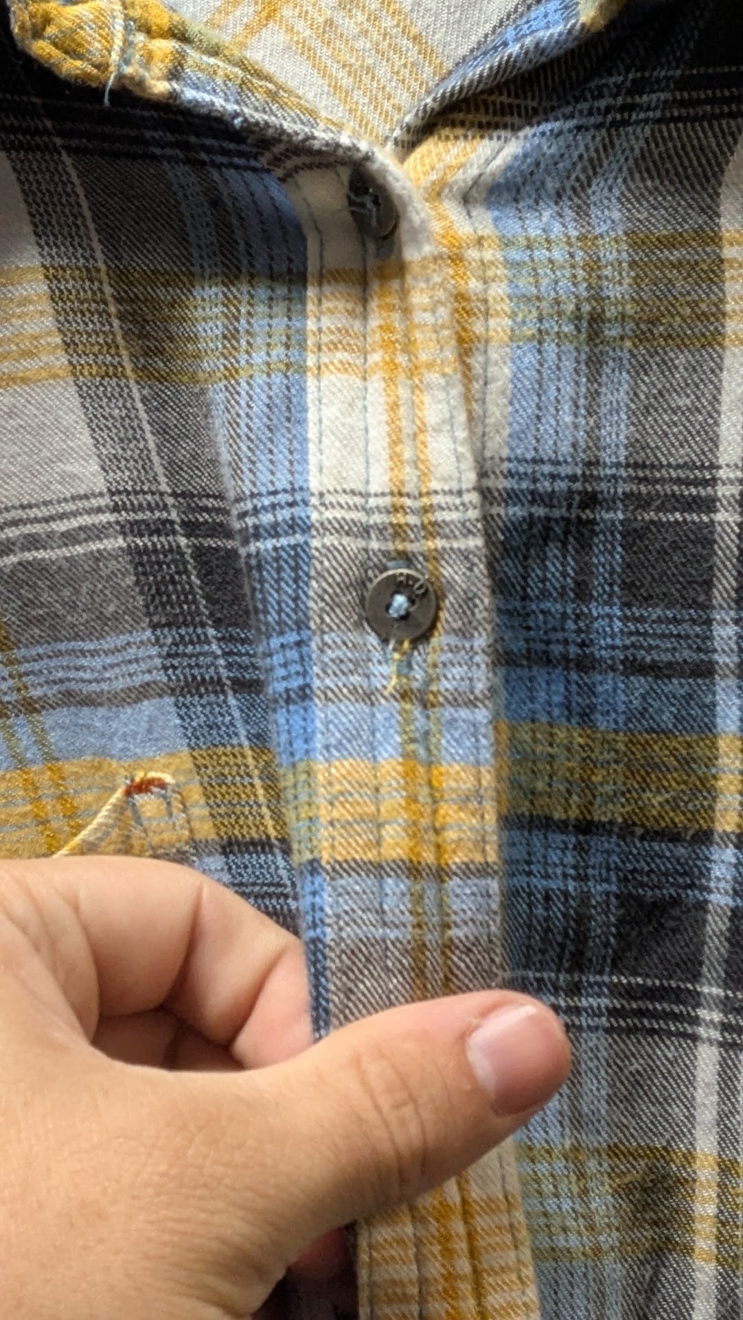 Harley-Davidson Women's XL Plaid Button-Up Shirt – Blue Yellow Gray 100% Rayon