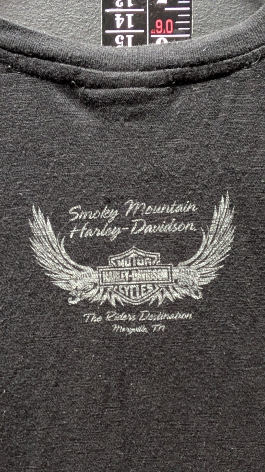 Harley-Davidson Gold Old English Logo T-Shirt Large Black Distressed