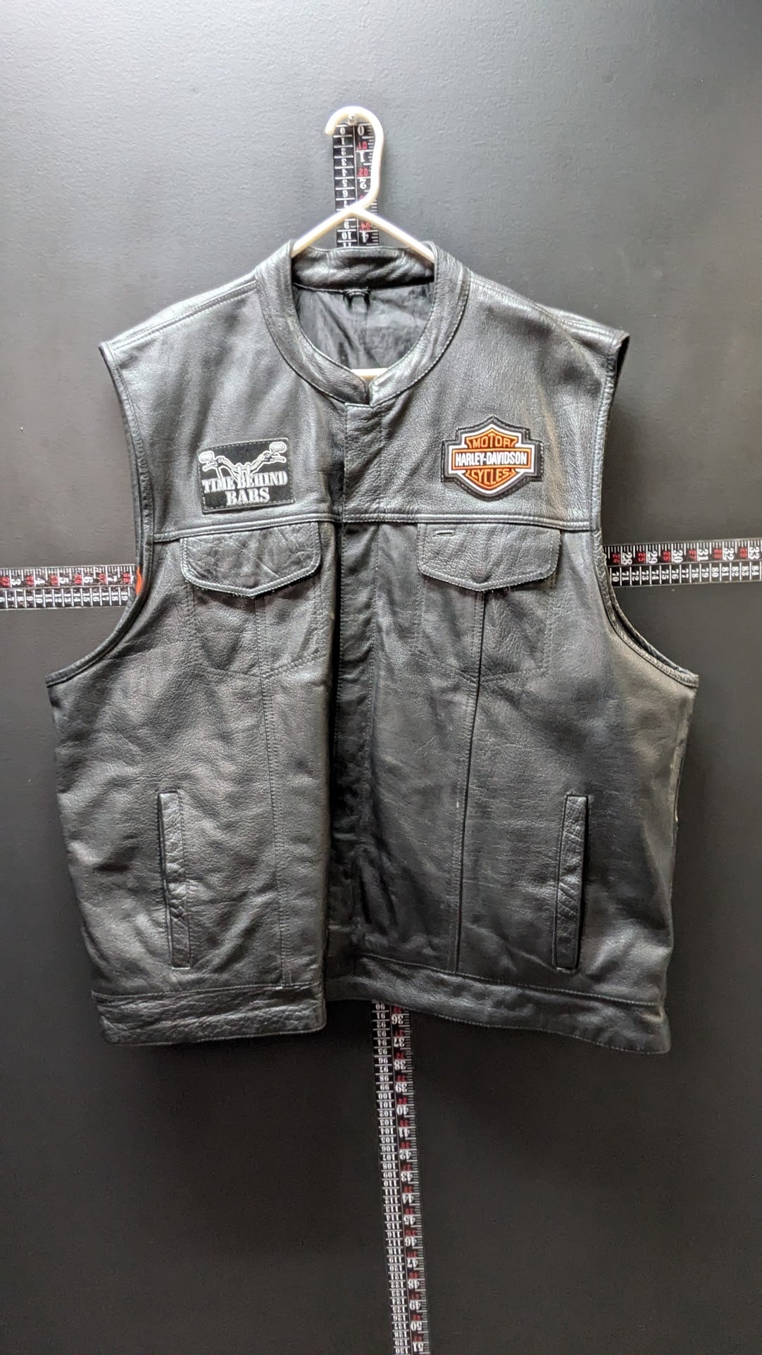 Milwaukee Leather 5XL Black Leather Motorcycle Vest – Eagle Flag Back Patch