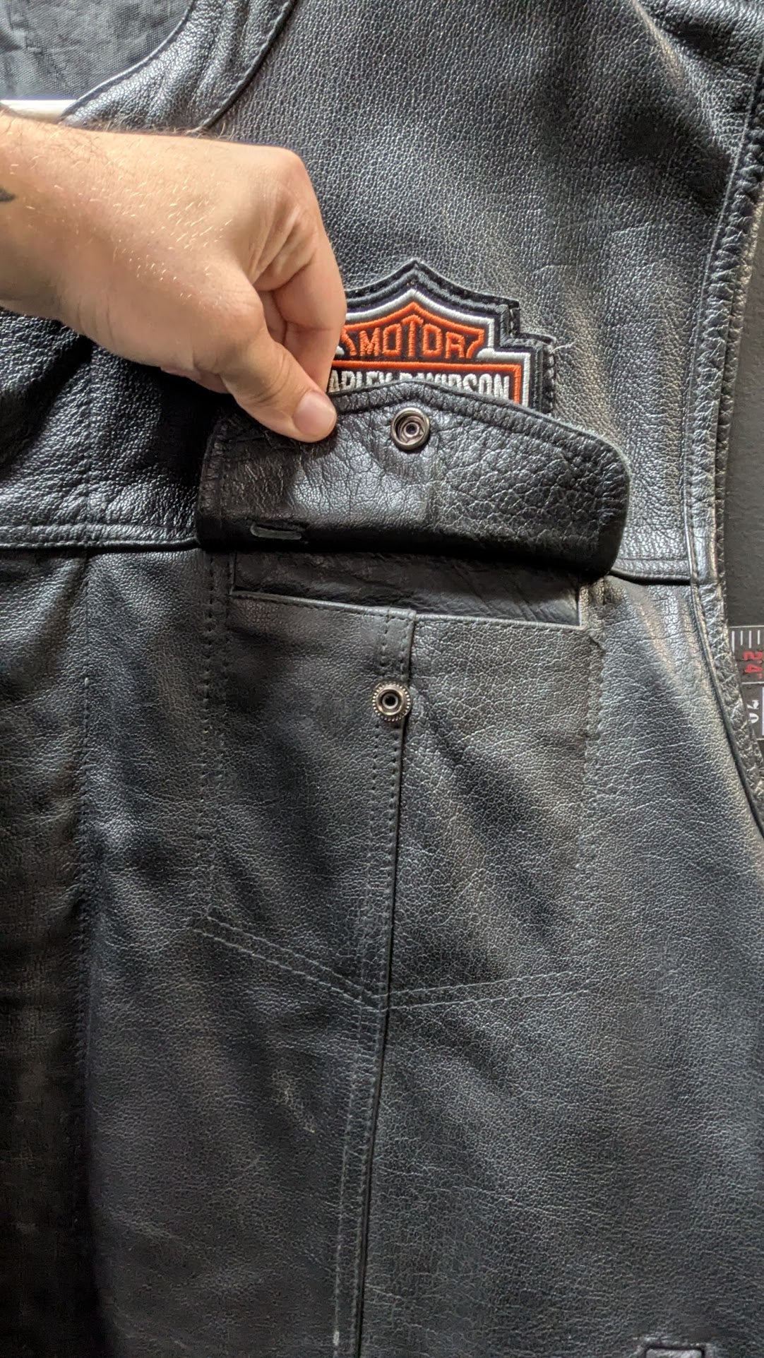 Milwaukee Leather 5XL Black Leather Motorcycle Vest – Eagle Flag Back Patch