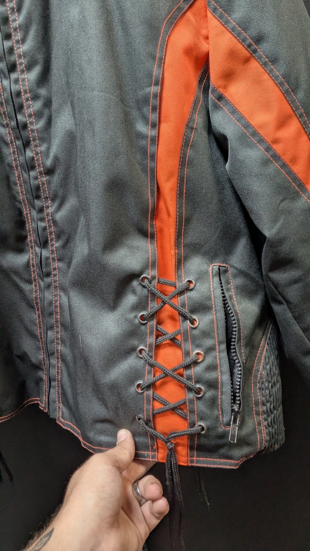 Harley-Davidson Motorcycle Jacket Men’s XXL Black Orange Zony Racing Biker Jacket