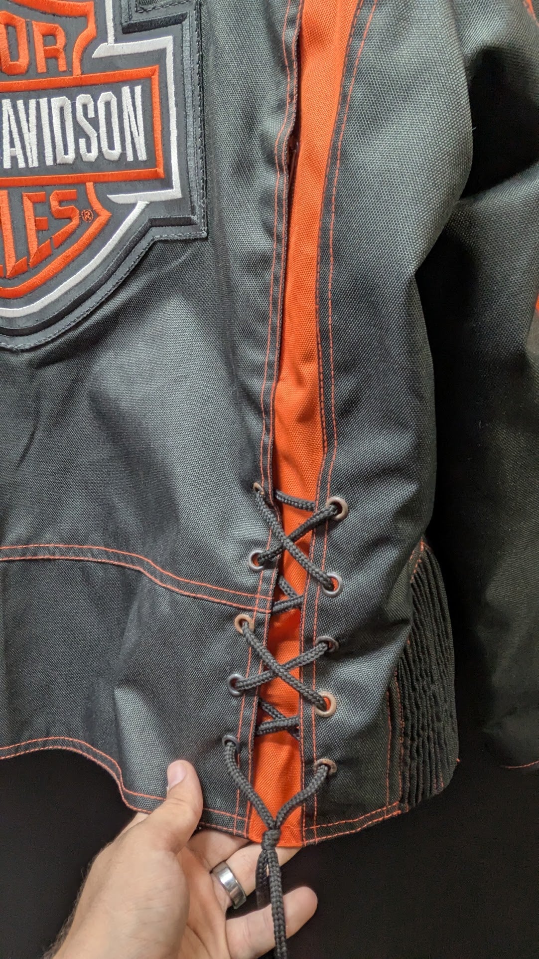 Harley-Davidson Motorcycle Jacket Men’s XXL Black Orange Zony Racing Biker Jacket